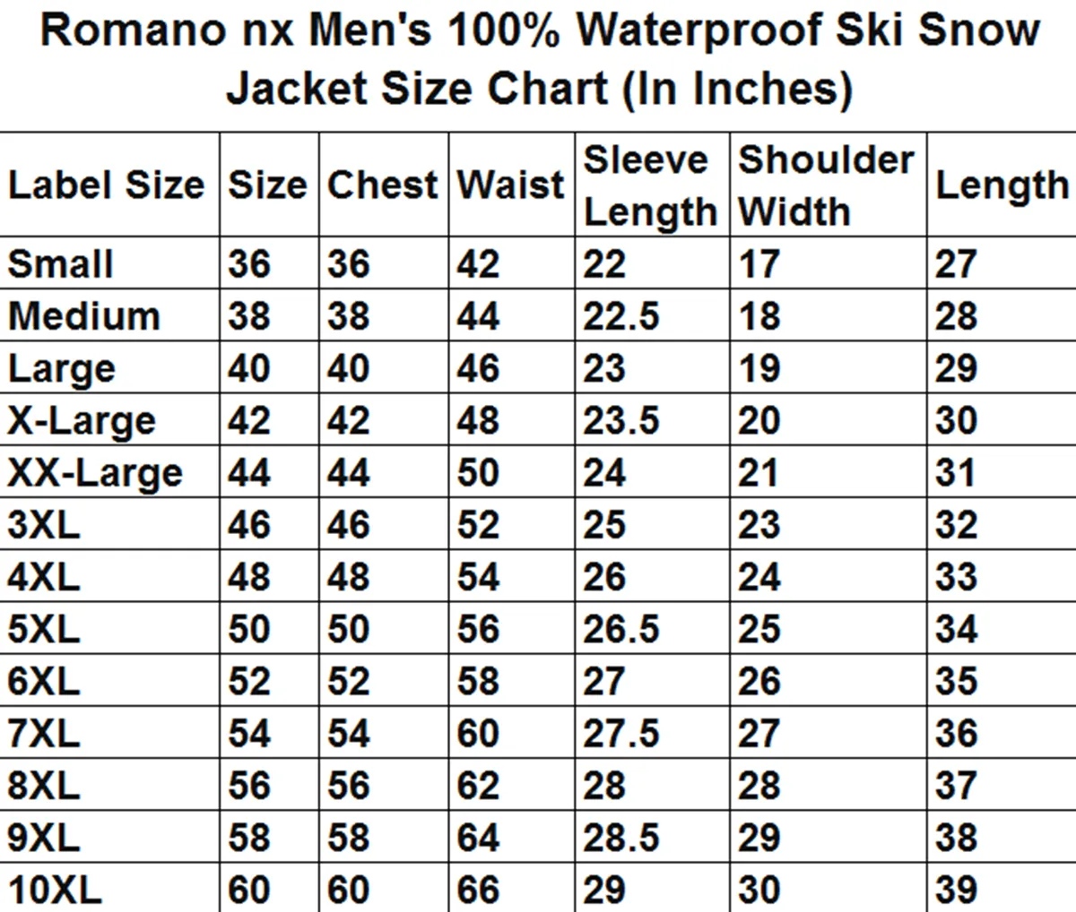 Romano nx Men's 100% Waterproof Ski Jacket Warm Winter Snow Coat Mountain Windbreaker Hooded Raincoat Snowboarding Jacket with Hood for Minus Degree