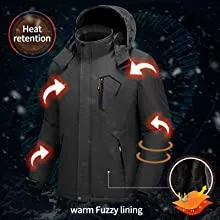 Romano nx Men's 100% Waterproof Ski Jacket Warm Winter Snow Coat Mountain Windbreaker Hooded Raincoat Snowboarding Jacket with Hood for Minus Degree