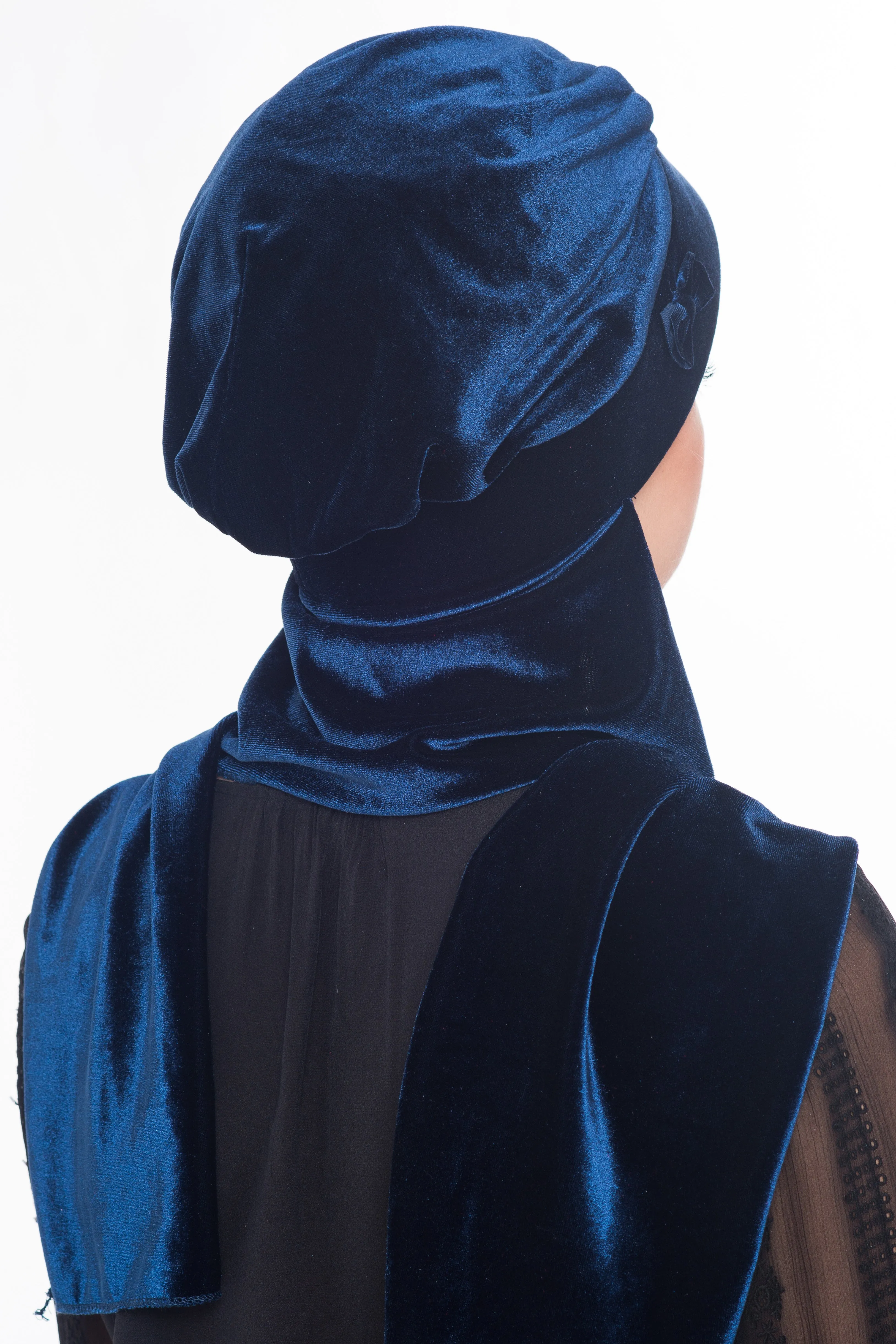 Velour Hat with Attached Scarf & Bow