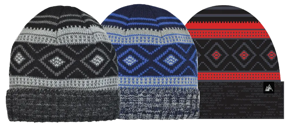 Winter-Hats Men's Fleece Lined Retro Diamond Cuff