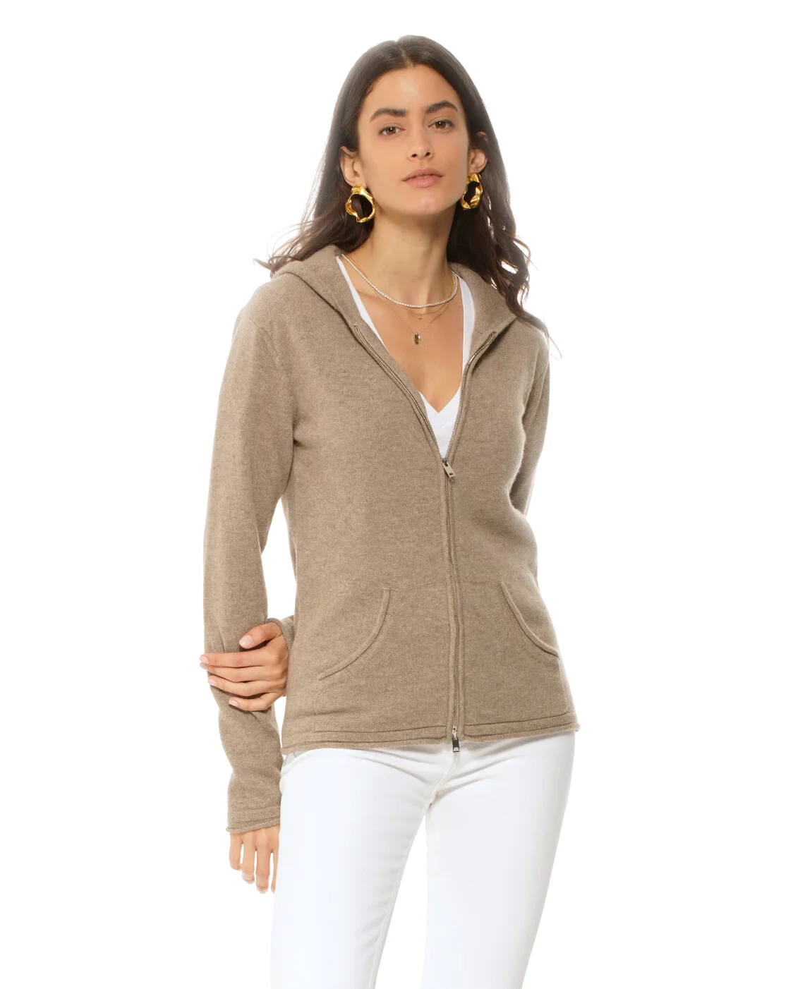 Women's Pure Cashmere Hoodie Sweater Charcoal